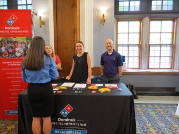Domino's representatives at the 2017 Career Fair. Zachary Keller is a recent alumnus of our Applied Master's Program. 